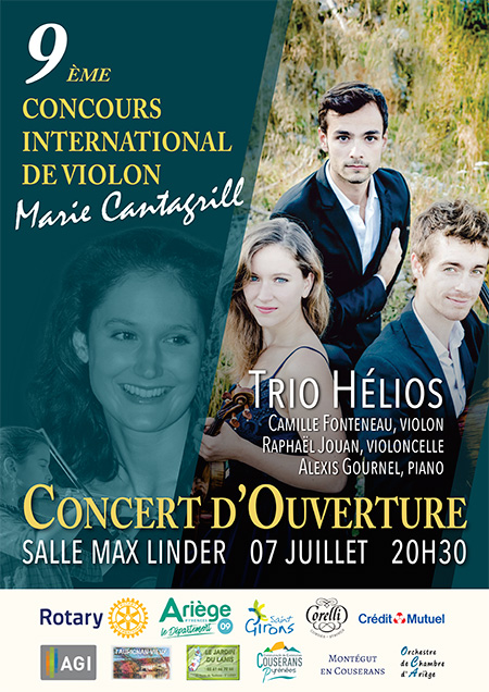 9ème concours de violon Marie Cantagrill - Concert d'ouverture - Trio Hélios le 07 juillet 2021