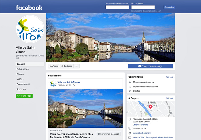 Capture d'écran de la page Facebook Ville de Saint-Girons - Officiel